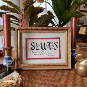 Southern kitsch watercolor signed calligraphy art